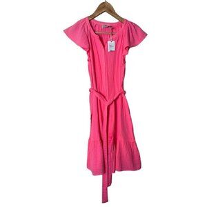 NWT Vineyard Vines Seastitch Double Gauze Shirt Dress Neon Rosa XXS